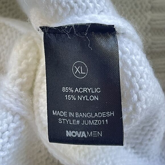 Novamen Cody Sweater Mens Extra Large XL Brown White Cable Knit Pullover - Picture 6 of 11